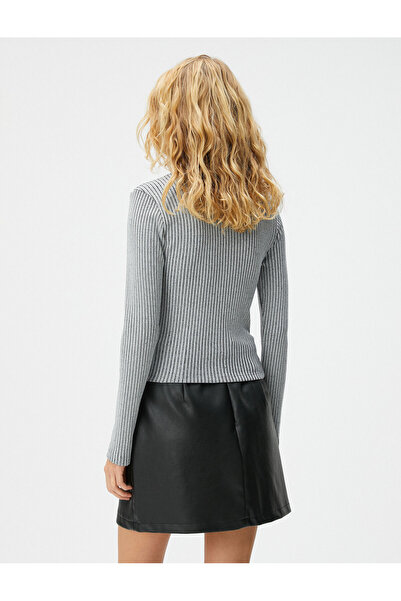 Koton Roláková halenka Košilka Kovový vybledlý efekt Slim Fit s dlouhým rukávem