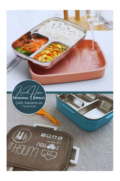 KuantumHome Student Lunch Box - Compartments, Korean Simple Way Meal and Package