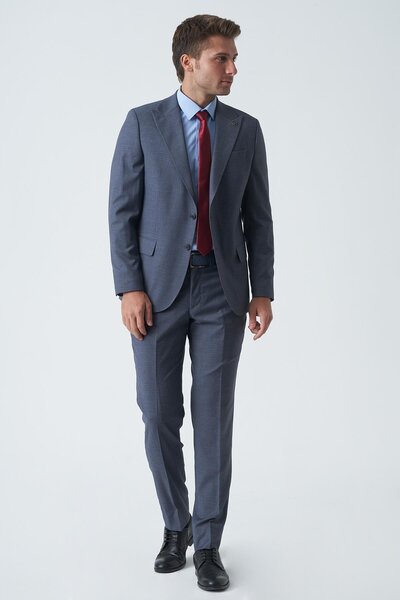 White Stone Ely T2465 Slim Fit 6 Drop Likralı Takım Elbise Desenli