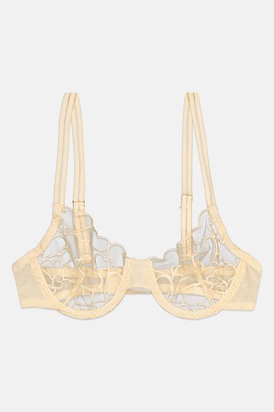 Asos Design Women Non Padded Textured Underwire Bra, Cream