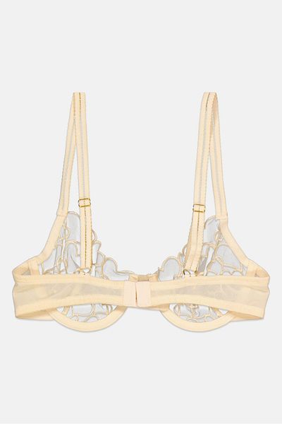 Asos Design Women Non Padded Textured Underwire Bra, Cream