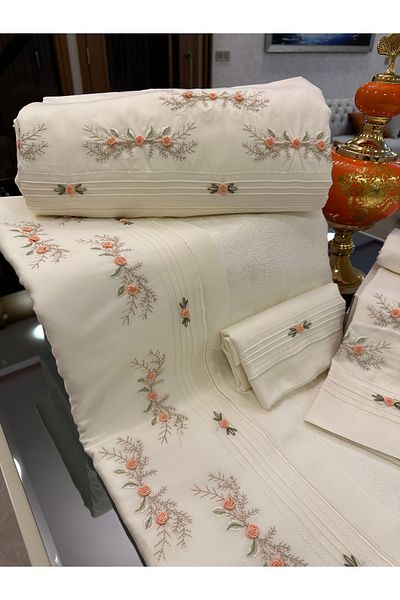 incisecrethome Handcrafted Rococo Set of Pique and Duvet Cover Set of 7 Pieces.