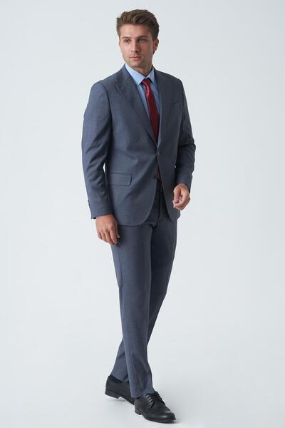 White Stone Ely T2465 Slim Fit 6 Drop Likralı Takım Elbise Desenli