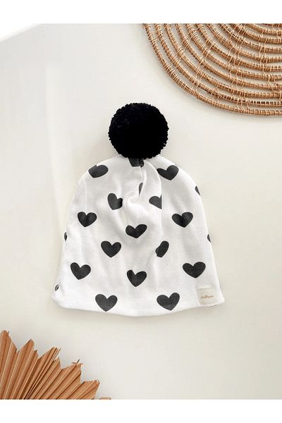 chipiques Black Hearts Pompom Medium Thick Camisole Beret