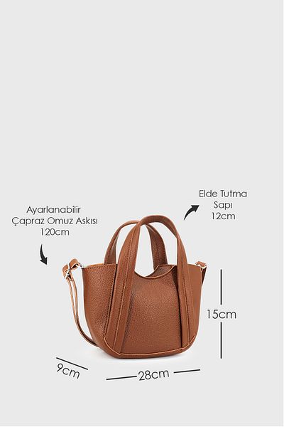 LUNABLU Women's Tan Soft Vegan Leather Crossbody Hand and Shoulder Bag