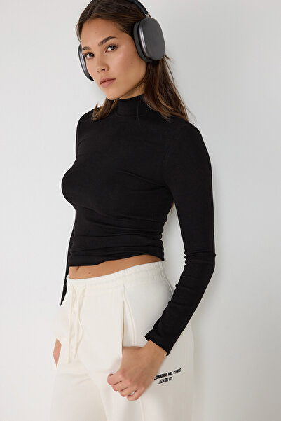 No Matter What Duru High Top Basic Long Sleeve Blouse