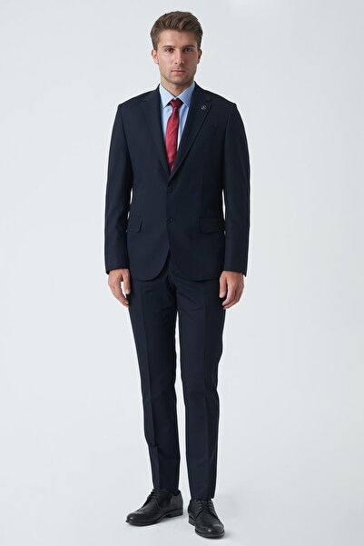 White Stone Carlisle T2455 Slim Fit 6 Drop Plain Suit Navy