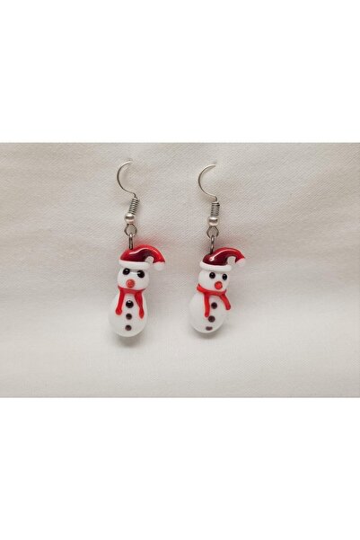 Helios Kadın Kırmızı Yılbaşı Temalı Murano Cam Küpe -christmas-christmas-earrings