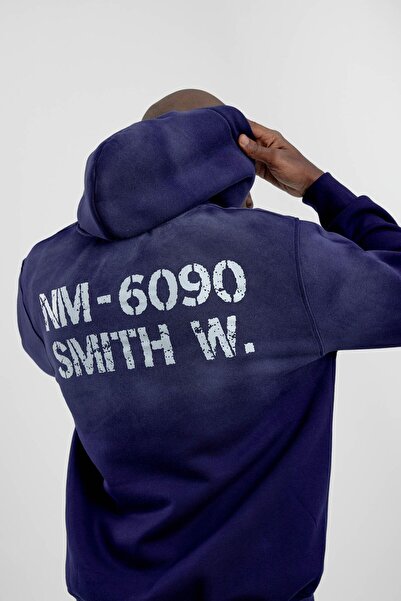 NOMARC Синій NM-6090 Світшот з капюшоном і принтом