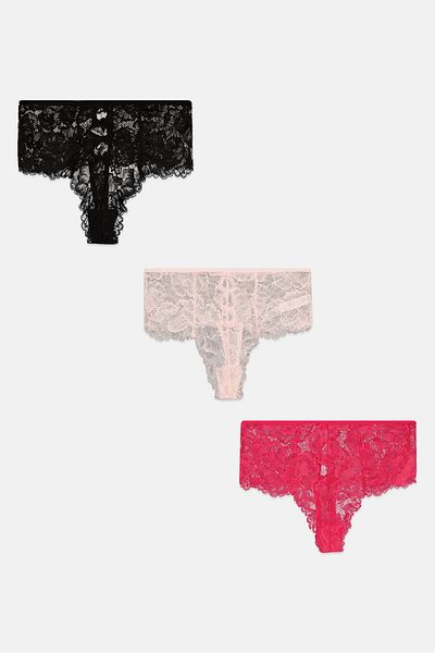 French Affair Women 3 Pieces Textured Panty, Pink