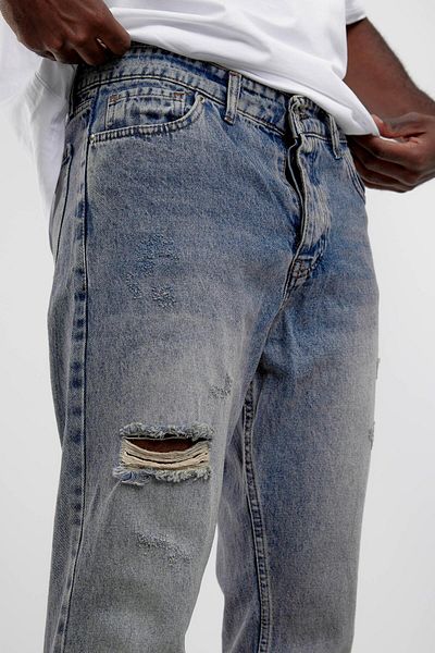 NOMARC Navy Blue KP-389-1 BF Ripped Detailed Jean