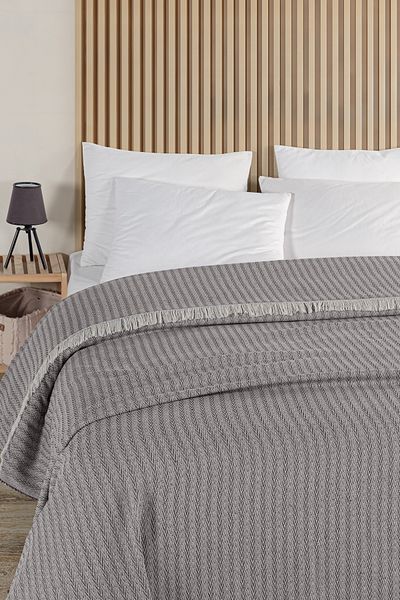 Evim Cotton Bige Dark Indigo Multi-Purpose Bedspread Double - 200X220 cm