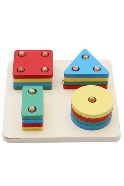 Store 4-Piece Wooden Geometric Shaped Bultak