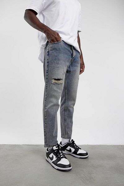 NOMARC Navy Blue KP-389-1 BF Ripped Detailed Jean