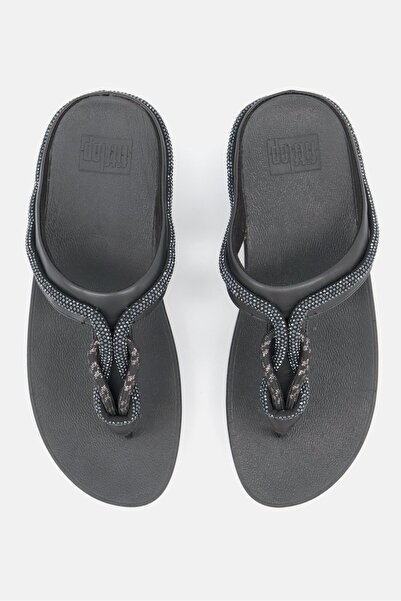 Fitflop Women Fino Crystal Chord Slip On Slandals, Black