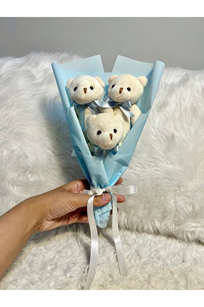 Salish Teddy Bear Mavi Mini Ayıcık Buketi Yıldönümü Doğum Gününe Özel Sevgili...