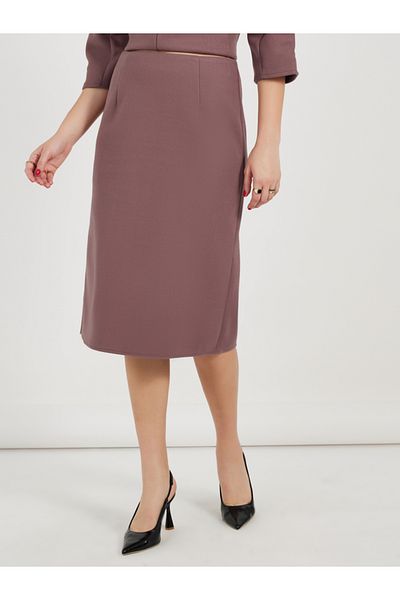 Styli Solid Midi Skirt with Zip Closure