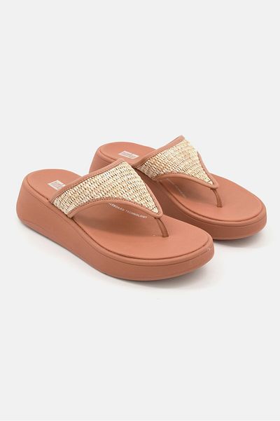 Fitflop Women Slip On Woven Toe-post Sandals, Tan
