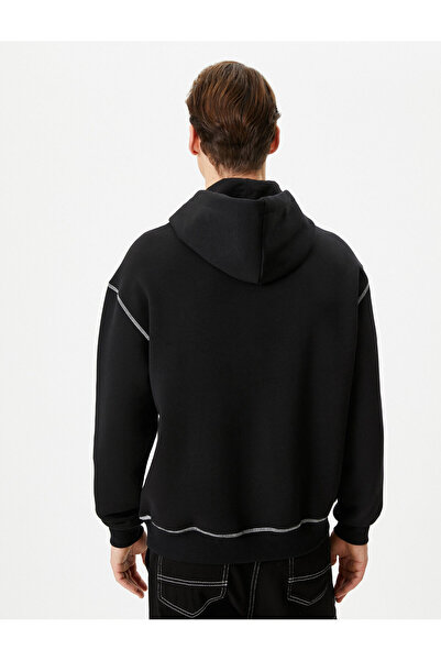 Koton Oversize Hoodie - Slogan Printed, Kangaroo Pocket, Raster με λεπτομέρεια ραφής