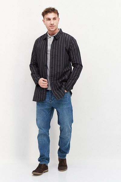 French Connection Men Stripe Jacket Shirt, Black