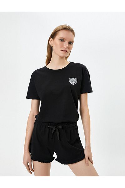 Koton Shorts Pajama Set Short Sleeve Printed Cotton