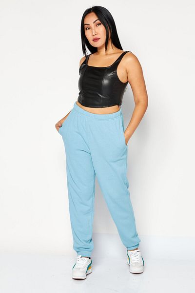 ATM Anthony Thomas Melillo Women Regular Fit Solid Sweatpants, Light Blue