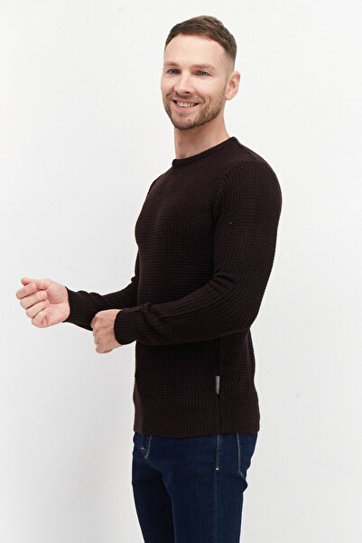 French Connection Men Crew Neck Long Sleeve Knitted Sweater, Brown