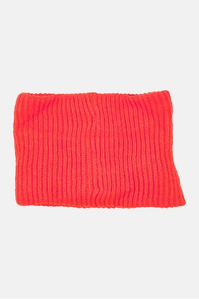 Tchibo Women Knitted Fleece Tube Scarf, Orange