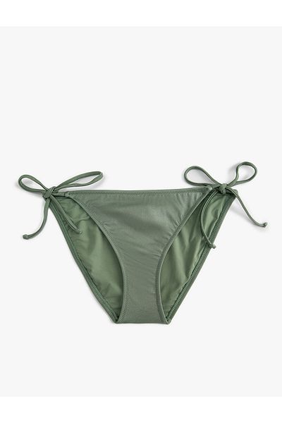 Koton Partea de jos de bikini braziliană strălucitoare cu detaliu de șireturi pe laterale