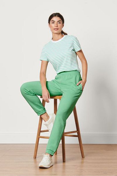Tchibo Women Solid Side Pocket Fleece Jogger Pants, Apple Green