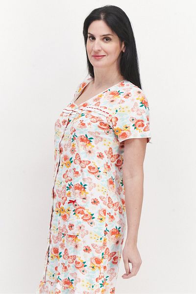 Miss Lillian Women Floral Short Sleeve Slip Dress, Red Combo