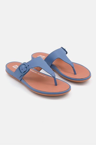 Fitflop Women Gracie Rubber Adjustable Buckle Flats, Blue