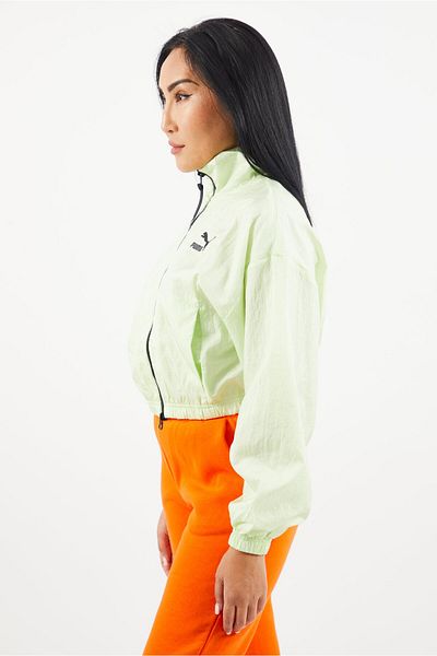 Puma Women Sportswear Fit Full Zip Long Sleeve Brand Logo Jacket, Lime Green