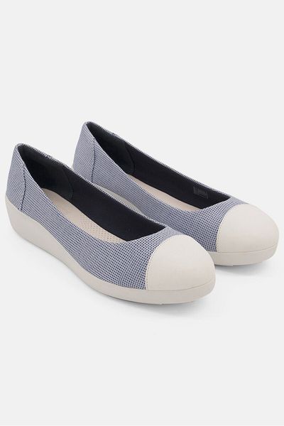 Fitflop Women Slip On Micro Check Flats, Blue Combo