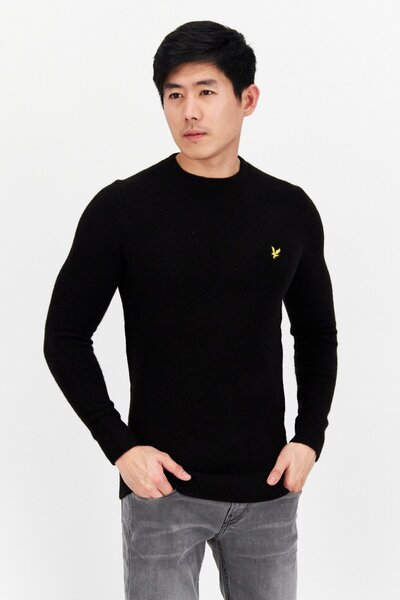 Lyle & Scott Men Crew Neck Long Sleeve Knitted Sweater, Black
