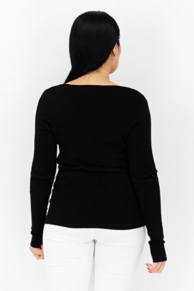 Guess Women Textured Long Sleeve Wrap Sweater, Black