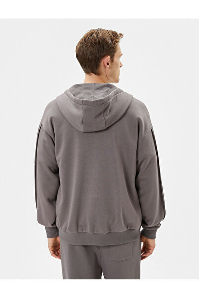 Koton Hooded Zipper and Pocket Raster Cardigan