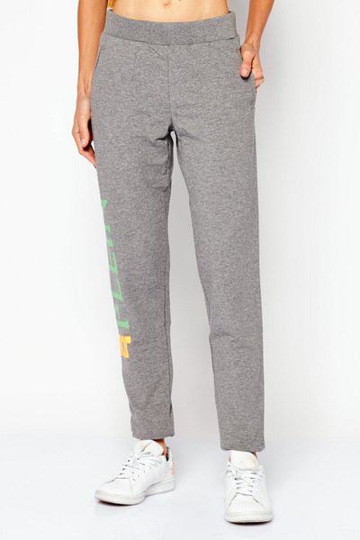 Plein Sport Women Sportswear Fit Brand Logo Training Sweatpants, Grey Combo