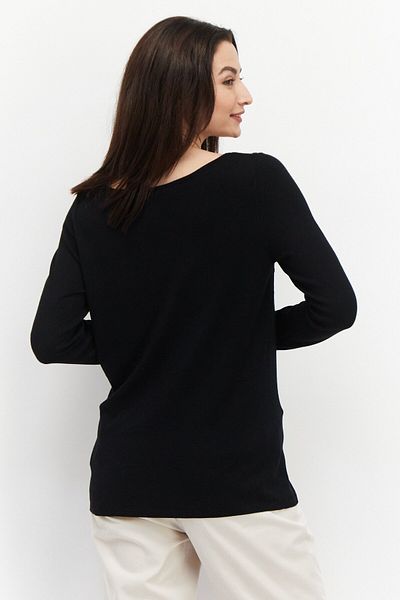 Esprit Women Boat Neck Textured Sweaters, Black
