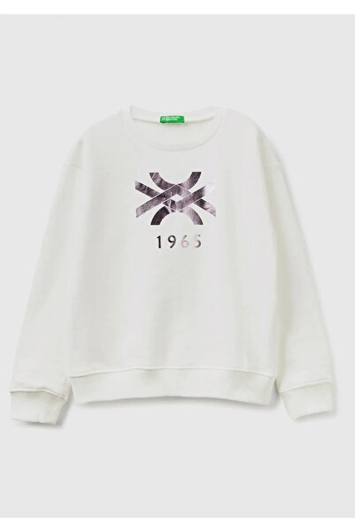 Benetton Φούτερ για κορίτσια με λογότυπο Benetton - 3J68C10D0