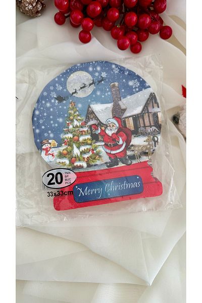 takı tutkum Santa Claus Patterned 20's Snow Globe - New Year's New Year's Napkin