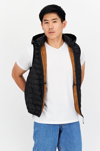 Replay Men Plain Vest Jacket, Black
