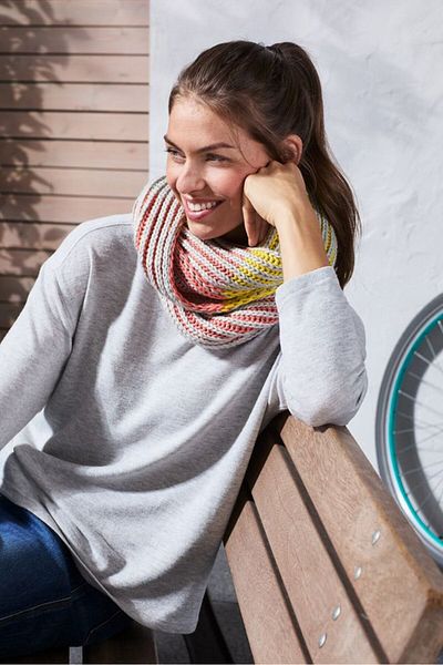 Tchibo Women Knitted Tube Scarf, Yellow And Pink