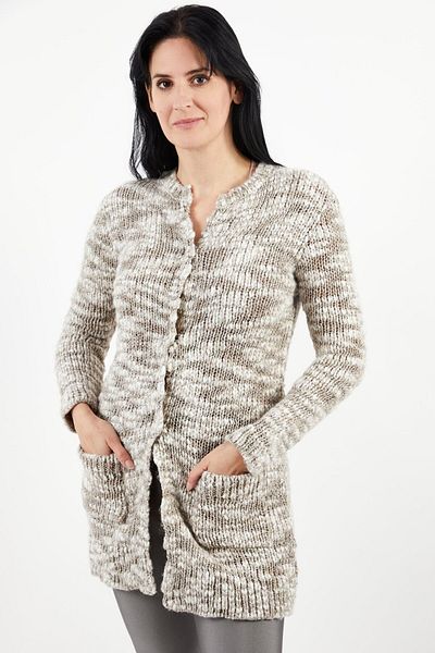ONE STEP Women Split Neck Button Front Cardigan, Grey