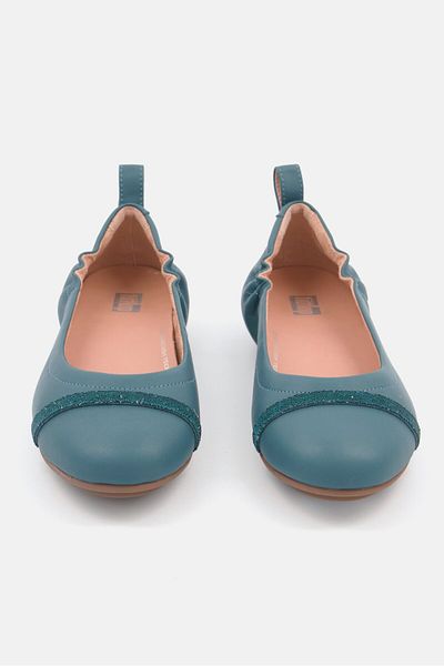 Fitflop Women Slip On Leather Ballet Flats, Blue