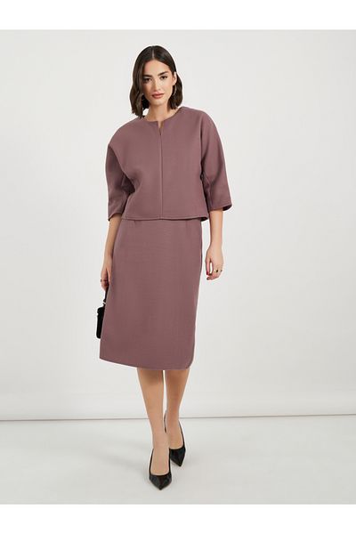 Styli Solid Midi Skirt with Zip Closure