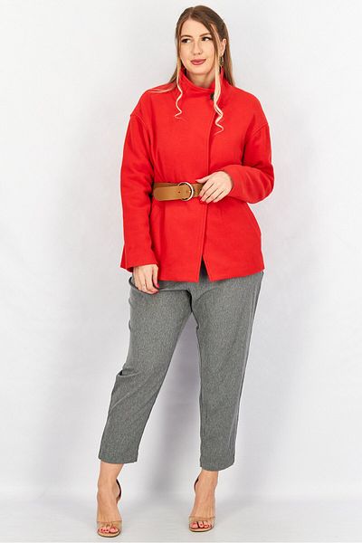ONE STEP Women Solid Long Sleeve Belted Trench Coat, Red