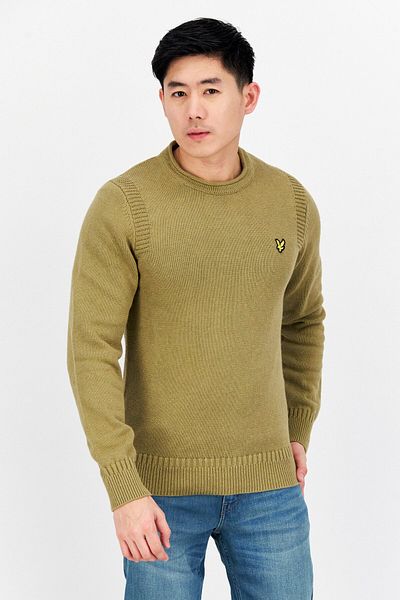 Lyle & Scott Men Round Neck Knitted Sweater, Olive