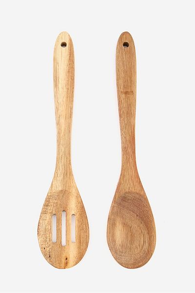 Bombay Set of Slotted Spoon And Solid Spoon, Brown