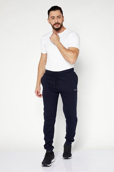 Crosshatch Men 2pcs Sportswear Fit Brand Logo Training Jogger Pants, Navy